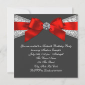 Invitation Diamants Rouge et Noir Doux 16 Anniversaire (Dos)