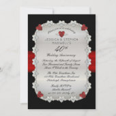 Invitation Diamants Rubis Rouge 40e Anniversaire de Mariage (Devant)