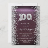 Invitation Diamants Silver Sparkle Bordeaux 100e Anniversaire (Devant)