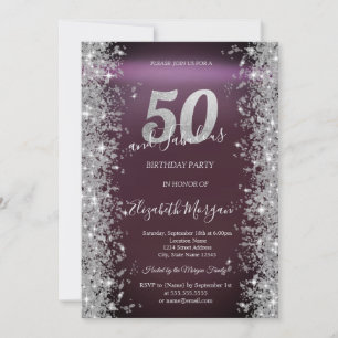 Invitation Diamants Silver Sparkle Bordeaux 50e Anniversaire 