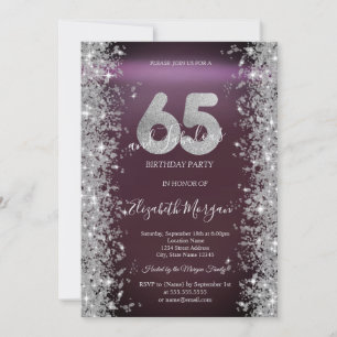 Invitation Diamants Silver Sparkle Bourgogne 65e Anniversaire