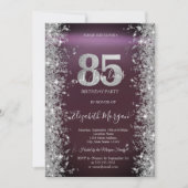 Invitation Diamants Silver Sparkle Bourgogne 85e Anniversaire (Devant)