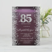 Invitation Diamants Silver Sparkle Bourgogne 85e Anniversaire (Debout devant)