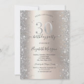 Invitation Diamants Silver Sparkle Ivory Fête d'anniversaire (Devant)