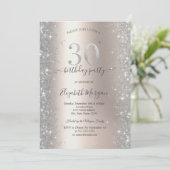 Invitation Diamants Silver Sparkle Ivory Fête d'anniversaire (Debout devant)
