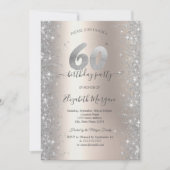 Invitation Diamants Silver Sparkle Ivory Fête des 60 ans (Devant)