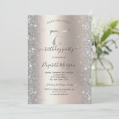 Invitation Diamants Silver Sparkle Ivory Fête des 75 ans (Debout devant)
