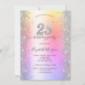 Invitation Diamants Silver Sparkle Ombre Fête d'anniversaire (Devant)