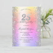 Invitation Diamants Silver Sparkle Ombre Fête d'anniversaire (Debout devant)