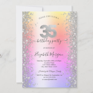 Invitation Diamants Silver Sparkle Ombre Fête d'anniversaire