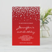 Invitation Diamants Strass Dégradé Rouge 21e Anniversaire (Debout devant)