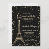 Invitation Diamants Tour Eiffel Gold Quinceanera Noir (Devant)