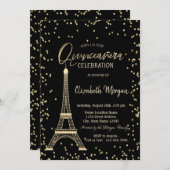 Invitation Diamants Tour Eiffel Gold Quinceanera Noir (Devant / Derrière)