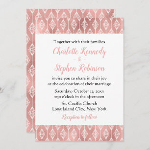 Invitation Diamants tribaux de Boho Pink Mariage Rose Gold