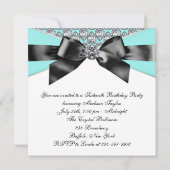 Invitation Diamants Turquoise Bleu Black Sweet 16 Anniversair (Dos)
