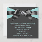 Invitation Diamants Turquoise Bleu Black Sweet 16 Anniversair (Dos)