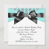 Invitation Diamants Turquoise Bleu Black Sweet 16 Anniversair (Dos)