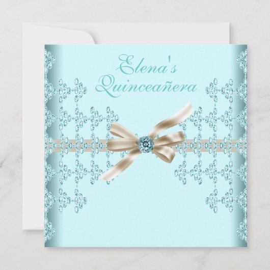 Invitation Diamants turquoises Turquoise Quinceanera (Devant)