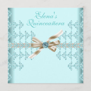 Invitation Diamants turquoises Turquoise Quinceanera