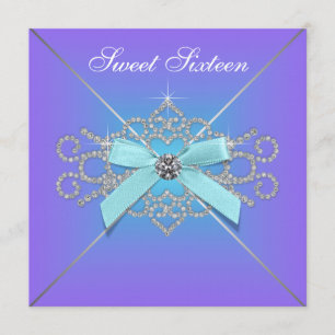 Invitation Diamants Violet et Bleu Turquoise Anniversaire Swe