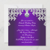 Invitation Diamants violets Anniversaire des seize ans (Dos)