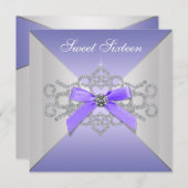Invitation Diamants Violets Lavender Sweet 16 Anniversaire (Devant / Derrière)