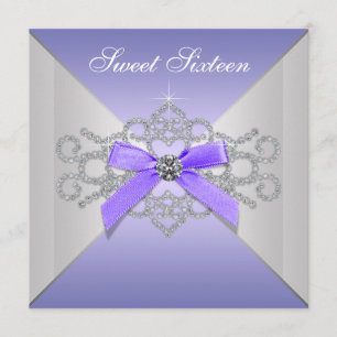 Invitation Diamants Violets Lavender Sweet 16 Anniversaire