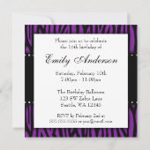 Invitation Diamants zébrés mauves doux 16 Anniversaire (Dos)