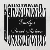 Invitation Diamants zébrés noirs et blancs Doux 16 Anniversai (Devant / Derrière)