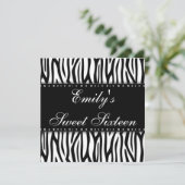 Invitation Diamants zébrés noirs et blancs Doux 16 Anniversai (Debout devant)