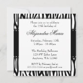 Invitation Diamants zébrés noirs et blancs Quinceanera (Dos)