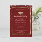 Invitation Diamètre Gold Graduation Cap Red Graduation (Debout devant)