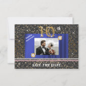 Invitation Diamond 10e anniversaire Mariage perle noire tissé (Devant)