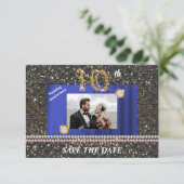 Invitation Diamond 10e anniversaire Mariage perle noire tissé (Debout devant)