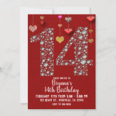 Invitation Diamond 14 Saint Valentin 14e anniversaire Photo (Devant)