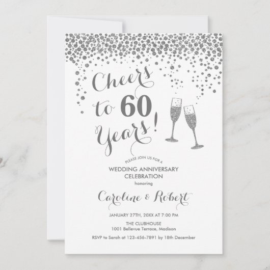 Invitation Diamond 60e Anniversaire - À 60 Ans de Mariage (Devant)