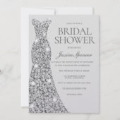 Invitation Diamond Argent Shimmer robe Fête des mariées de ro (Devant)