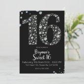 Invitation Diamond Bling 16 Seize Anniversaire Photo (Debout devant)