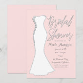 Invitation Diamond Bling Mariage robe Fête des mariées rose (Devant / Derrière)