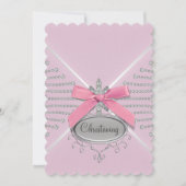 Invitation Diamond Bow Rose Christening (Devant)