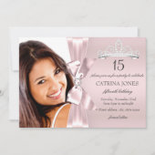 Invitation Diamond Bow & Tiara Quinceanera en arge (Devant)