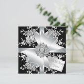 Invitation Diamond Bow White Rose Womans 60e fête d'anniversa (Debout devant)