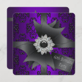 Invitation Diamond Bow Womans Purple 60e anniversaire fête (Devant / Derrière)
