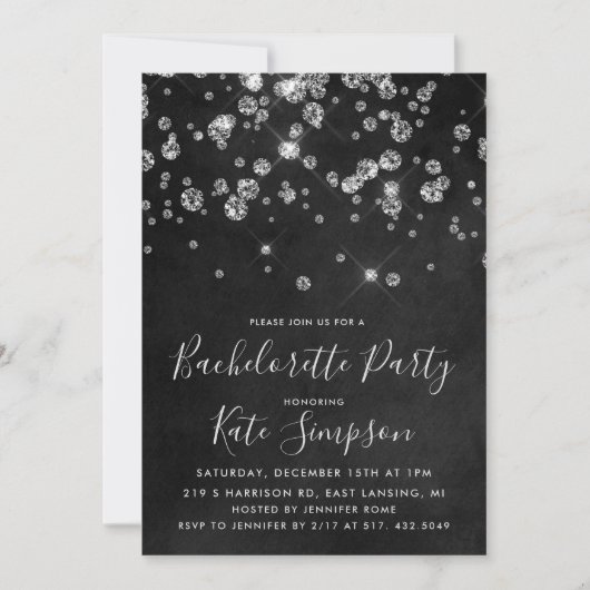 Invitation Diamond Chalkboard Bachelortte (Devant)