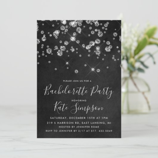 Invitation Diamond Chalkboard Bachelortte (Debout devant)