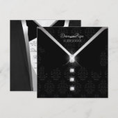 Invitation Diamond Cravate Noire (Devant / Derrière)