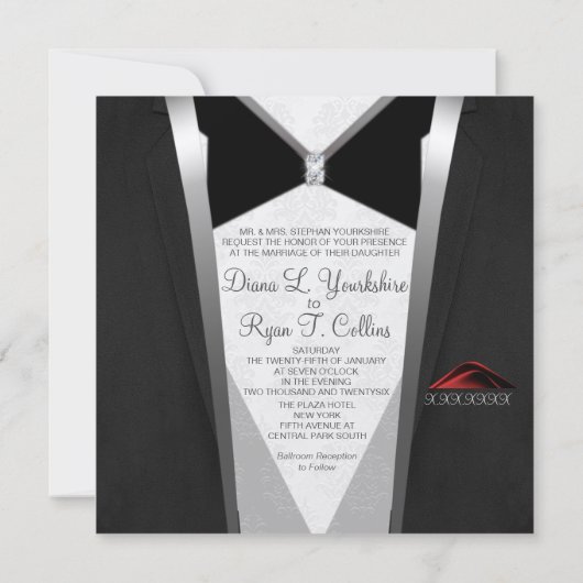 Invitation Diamond Cravate Noire (Dos)