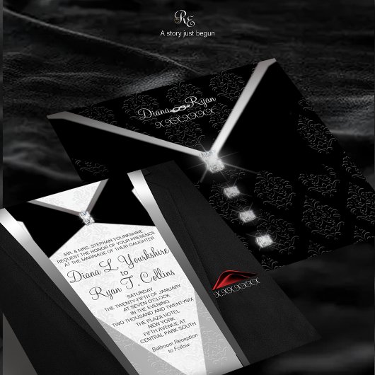 Invitation Diamond Cravate Noire