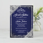 Invitation Diamond Dentelle Étincelle Tiara Marine Sweet sixt (Debout devant)