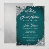 Invitation Diamond Dentelle Étincelle Tiara Turquoise Silver  (Devant / Derrière)